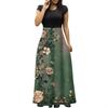 Women's Fashion Casual Loose Printed Round Neck Short Sleeve Long Dresses Short Sleeve Long Dresses