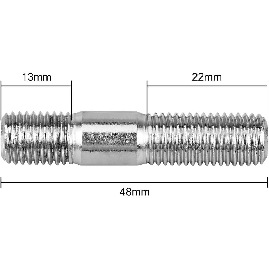 Bevinsee 12 Pairs Exhaust Manifold Stud Nuts Kit Compatible with Honda/Toyota/Nissan, M10-1.25x48mm Stainless Steel Studs & Nuts