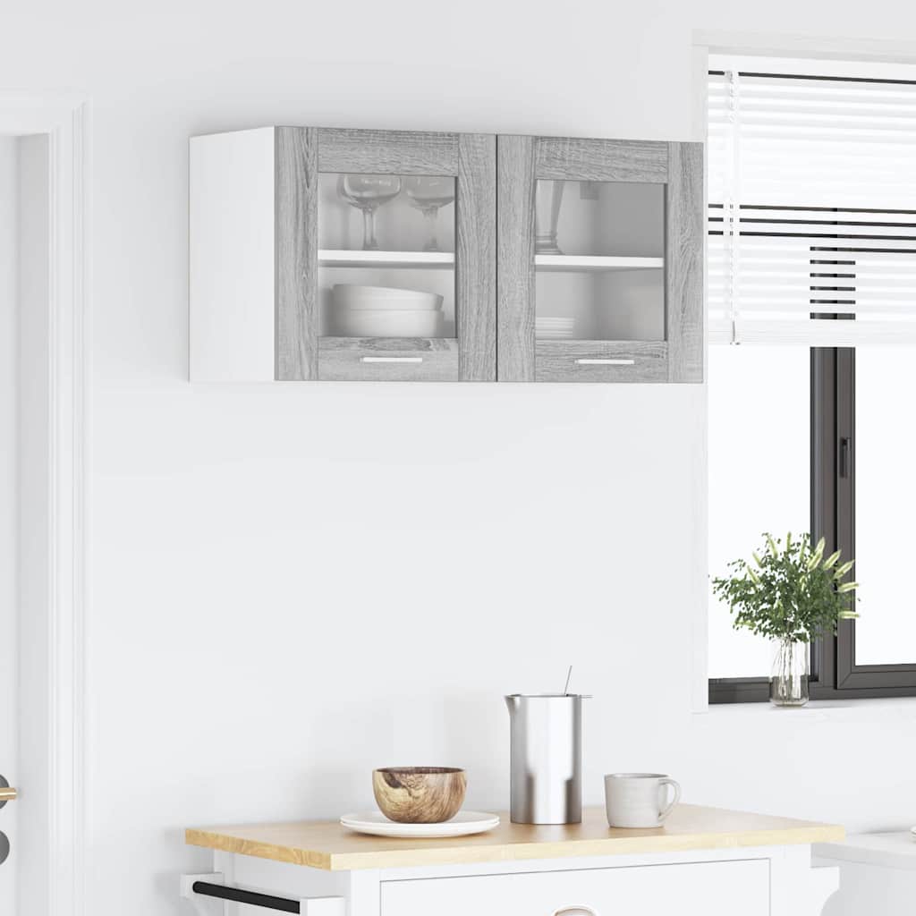 Wall Cabinet Grey Sonoma and White 80 x 31 x 40 cm Engineered Wood