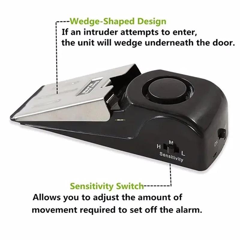 120 Db Wireless Door Stop Stopper Alarm Block Blocking System Anti-Theft Burglar Stop System Security Home Wedge Shaped