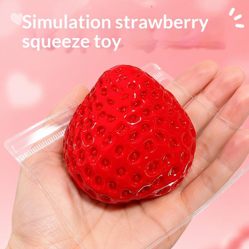 Slow Rising Strawberry Fidget Squeeze Toy Soft Stress Relief Sensory Toy Safe for Kids Adults Home Office