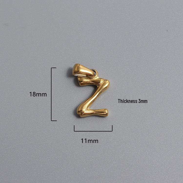 French Bamboo Joint Gold Letter Pendant Necklace - Retro Clavicle Chain Style for Women
