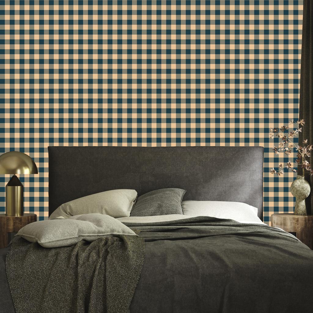 Christmas Autumn Plaid Wallpaper Brown and Cream 50x1000