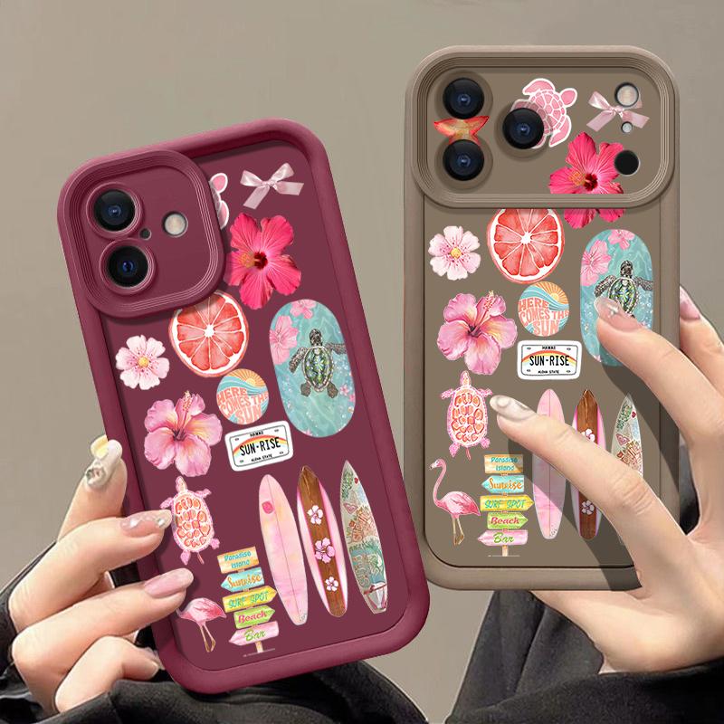 Flower Turtle Print Soft TPU Phone Case For iPhone Air 16e 17 16 15 14 Pro Max 13 12 Pro 15 16 14 Plus Shockproof Silicone Cover