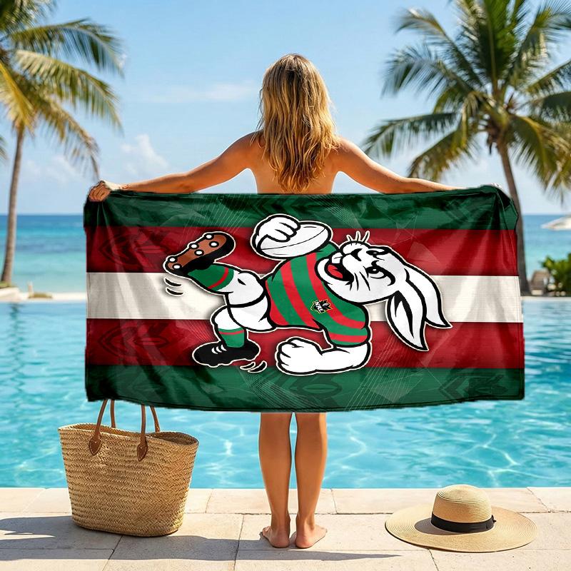 South Sydney Rabbitohs Fashion Beach Towel Portable Soft Quick Dry Towel For Swimming Camping Holiday Use