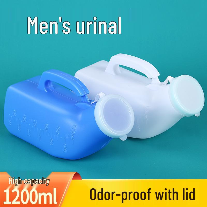 1200ml Men's Portable Urinal with Lid - Large Capacity Bedside Urinal for Adults