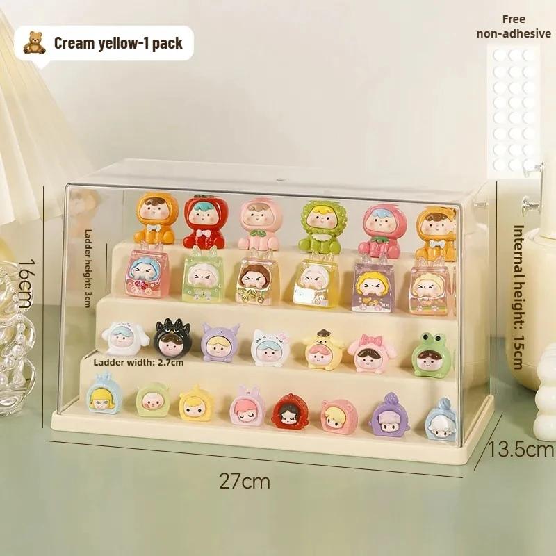 Прозрачный акриловый витринный бокс Пылезащитный органайзер для хранения Коллекционных фигурок Миниатюр и Игрушек с прозрачной витриной жёлтый