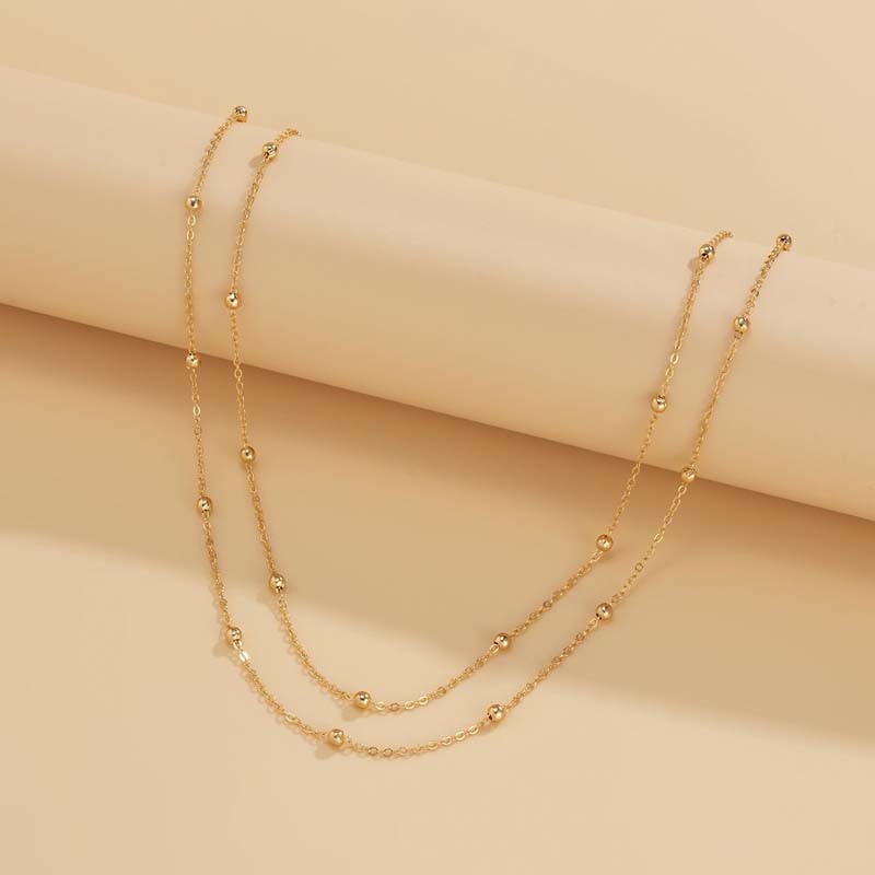 Vintage Silver Color Round Bead Necklace For Women Girls 2026 Fashion Multi Layered Long Sweater Chain Necklace Charm Jewelry