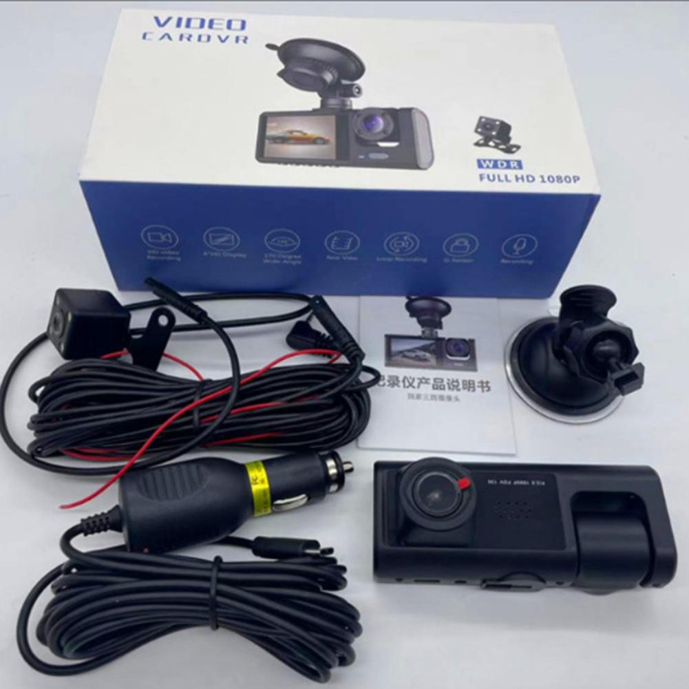 1080P Triple Dash Cam Front and Rear Inside Car Dash Camera Night Vision Car Camera for Cars