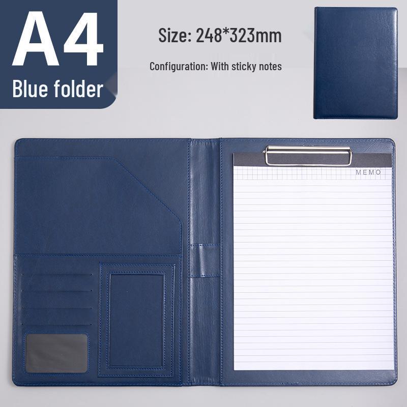 Premium A4 Faux Leather Folder with Magnetic Buckle & Document Clip for Business Meetings
