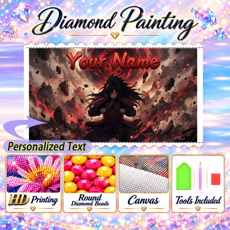Personalized Madara Uchiha Diamond Art Custom Name 5D Diamond Painting Full Drill DIY Craft