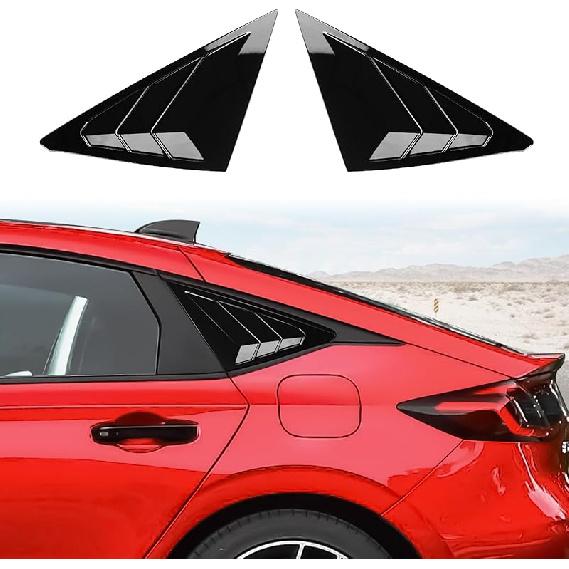 CKE For 11Th Gen Civic Hatchback Compatible With Honda Civic 2026 2025 2024   Accessories Sport Car Exterior Rear Side Window Louvers Air Vent Scoop