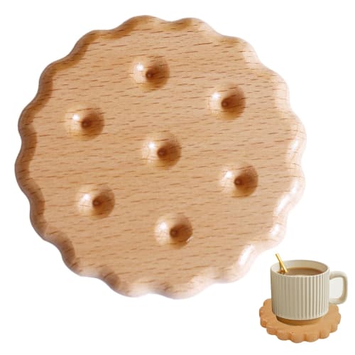 

EsiFare Wooden Coasters, Stylish and Cute Biscuit-Shaped Coasters for Drink Cups, Non-Slip, Durable, and Attractive Nordic Style, Multifunctional and