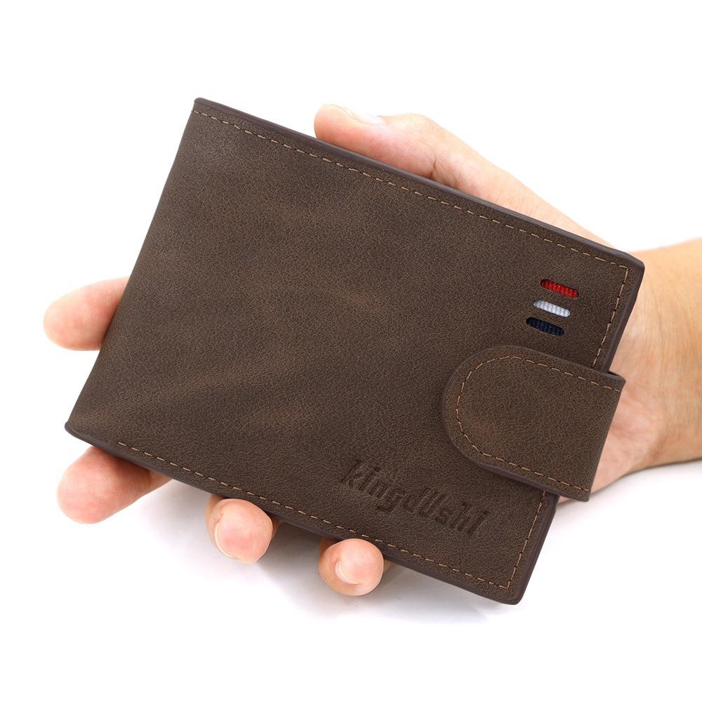 Vintage PU Leather Short Wallet with Zipper Multiple Card Slots Card Holder Coin Purse Men