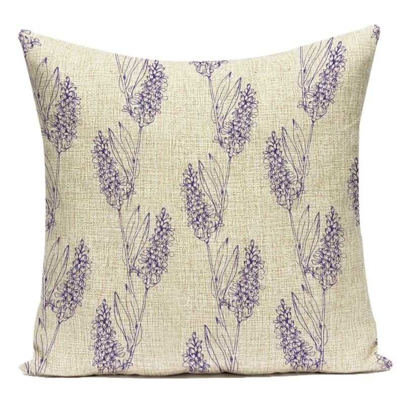 Decorative Throw Pillows Case Purple Plant Flower Lavender Polyester Pillow Cushion Cover For Living Room Sofa Car Home Decor