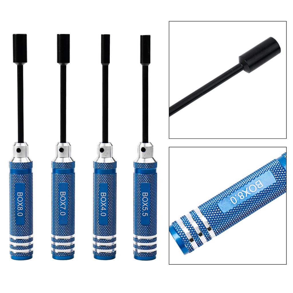 Hex Nut Driver Socket Screwdriver Set 4Pcs 4mm 5 5mm 7mm 8mm for RC Model Helicopter Airplane Car Boat Maintenance Tool Kit