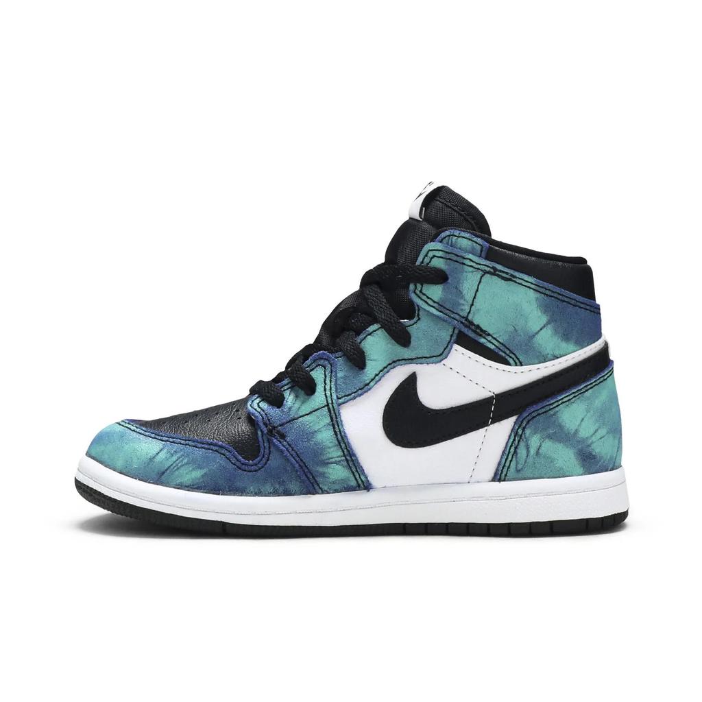 Air Jordan 1 Retro High OG Toddler 'Tie-Dye' (Unisex) White / Black / Aurora Green Toddler Shoes CU0450 100