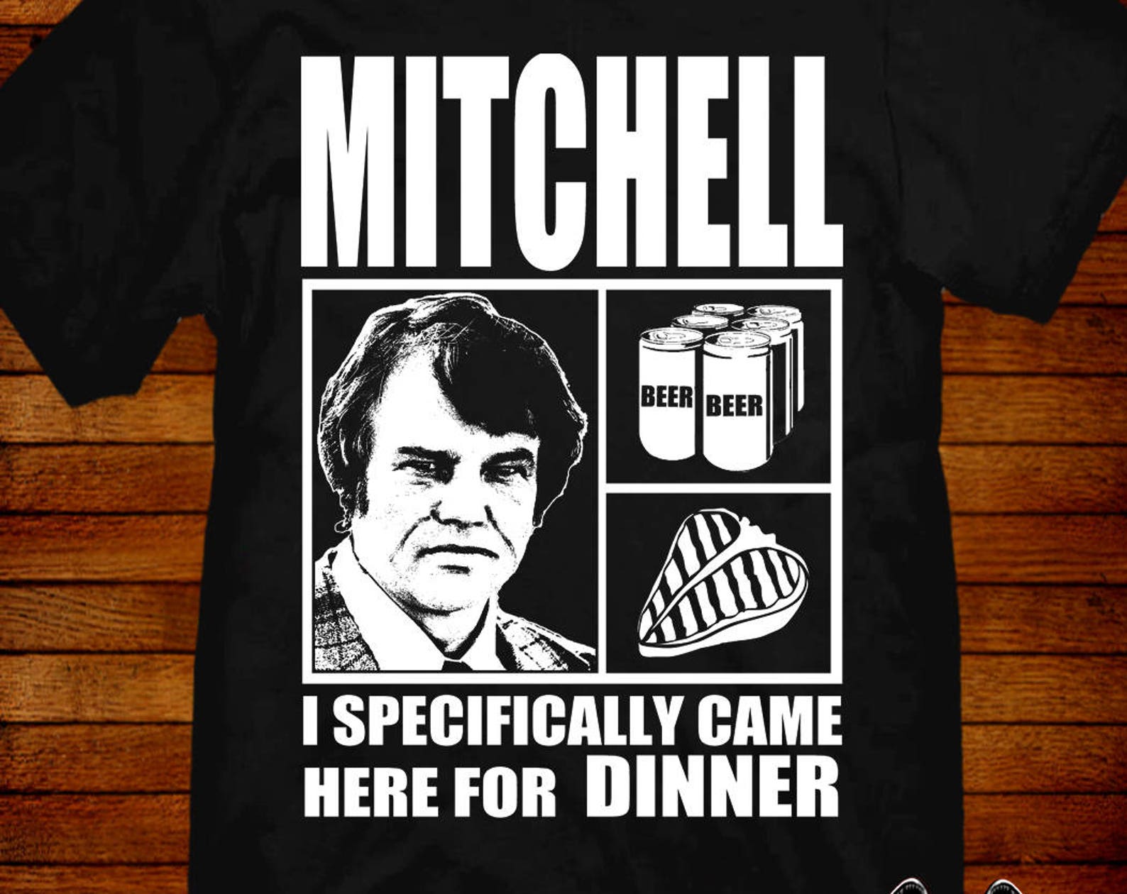 MST3K Mitchell T shirt: Dinner Design by Jared Swart L