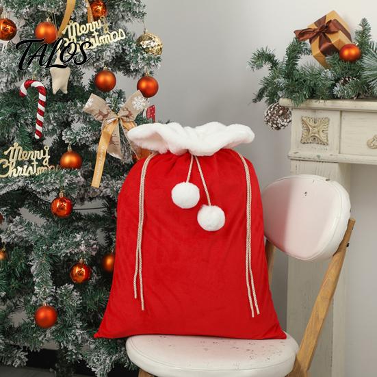 Durable Velvet Pouches for Snacks Christmas Santa Gift Bag, 19 X 26 Inch Large Drawstring DIY Candy Claus Reusable Presents Sack Xmas Holiday