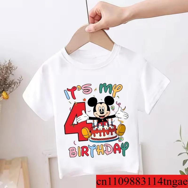 Children's Birthday Clothing Girls Boys Number T-Shirt Cartoon Printed Children's Top Summer
