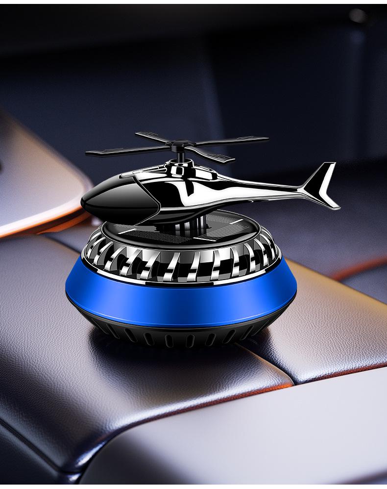 Solar-Powered Rotating Car Air Freshener - Helicopter & Airplane Aromatic Ornament for Car Interior Decoration