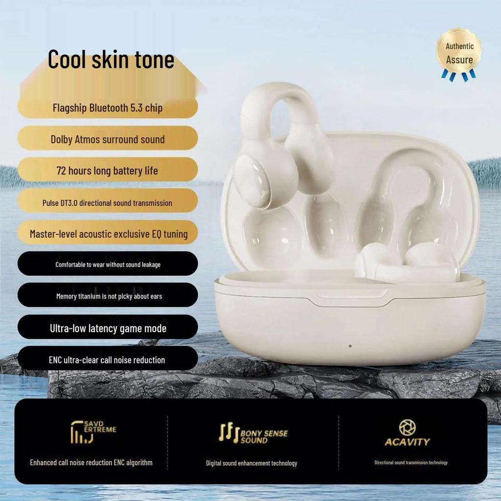 2025 Wireless Bone Conduction Clip-on Noise-Cancelling Bluetooth Earphones for Running