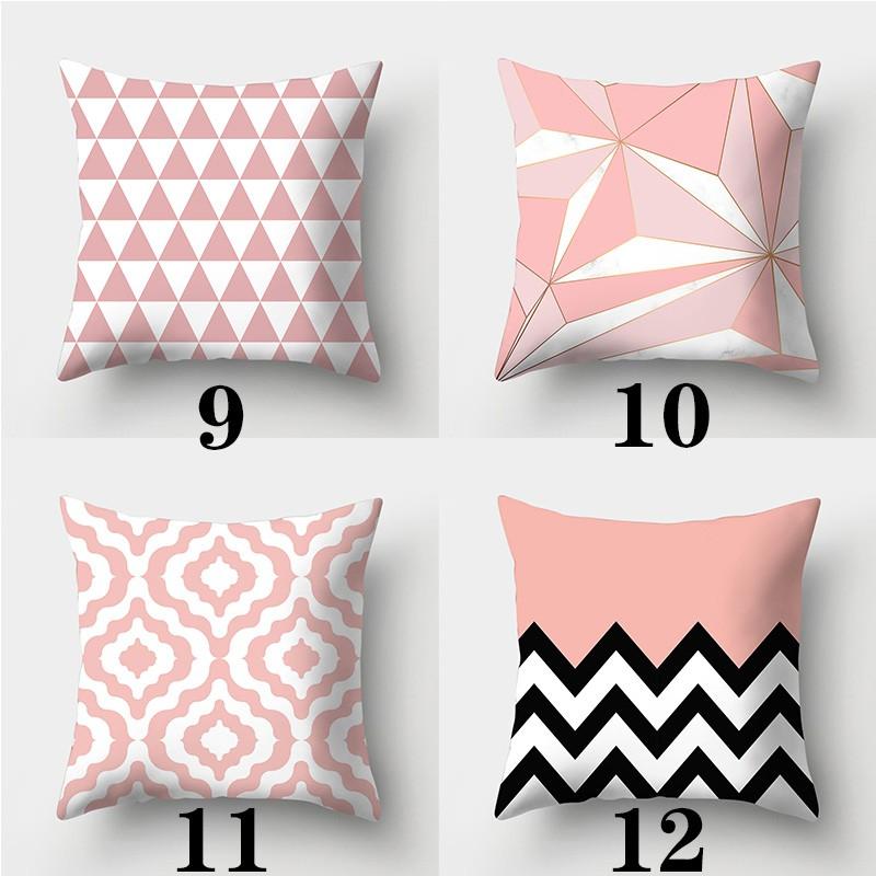 Pink Plaid Pillowcase Square Sofa Pillowcase Striped Plaid Cushion Cover