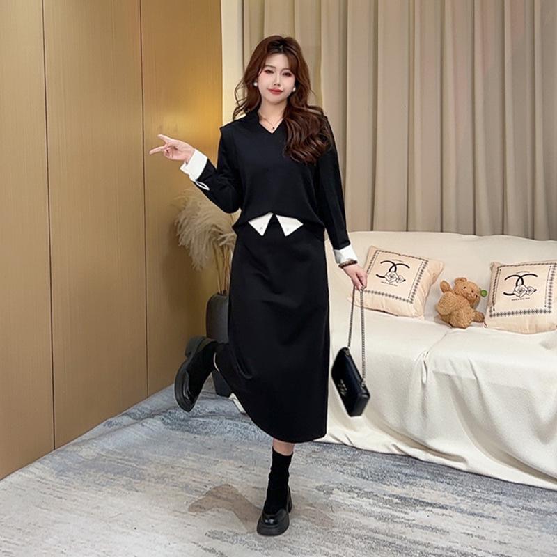 

Spring Collection: Stand-up Collar Casual T-Shirt, Long Pants, Midi Skirt, Plus Size Women s Clothing with Internet Celebrity Style. M for 90-105 jin