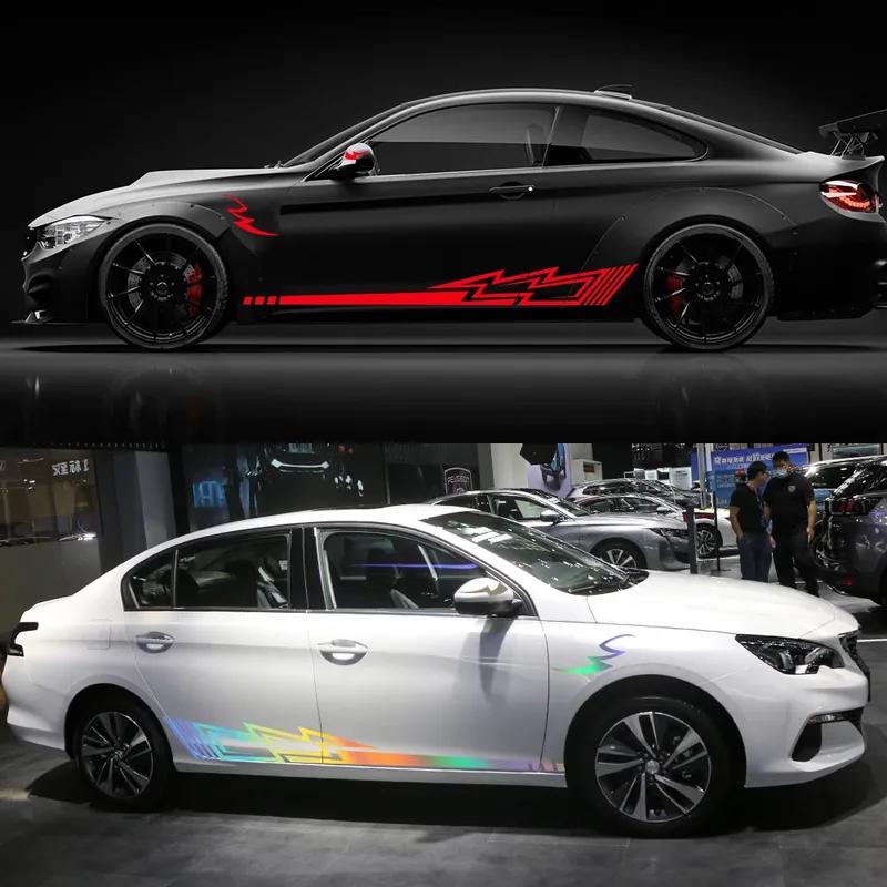 Car Body Side Sticker Graphics Lightning Stripes Vinyl Film Decals for Truck SUV Off Road Jeep Universal Auto Tuning Accessories