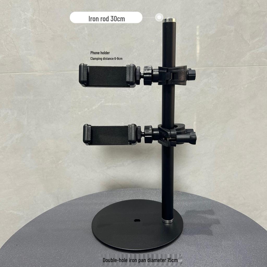 Dual Camera Live Broadcast Stand with Overhead Shooting for Universal Mirrors