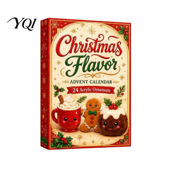Characters Advent Calendar 2026 Christmas Calendar, 24-Day Countdown Food Theme Ornament Set, 2D Acrylic Hanging Decor for Tree, Holiday Gift