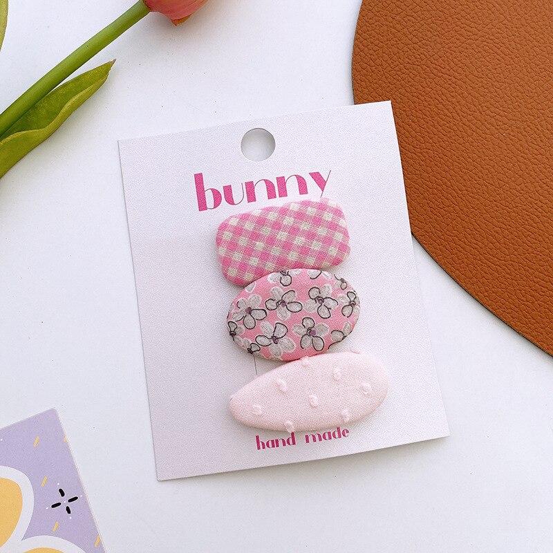 Mode Coréenne 3pcs Filles Couleur Unie Floral Épingle à Cheveux Tissu Pois Pinces à Cheveux pour Enfants Mignon Frange Pince Latérale Jolis Accessoires pour Cheveux