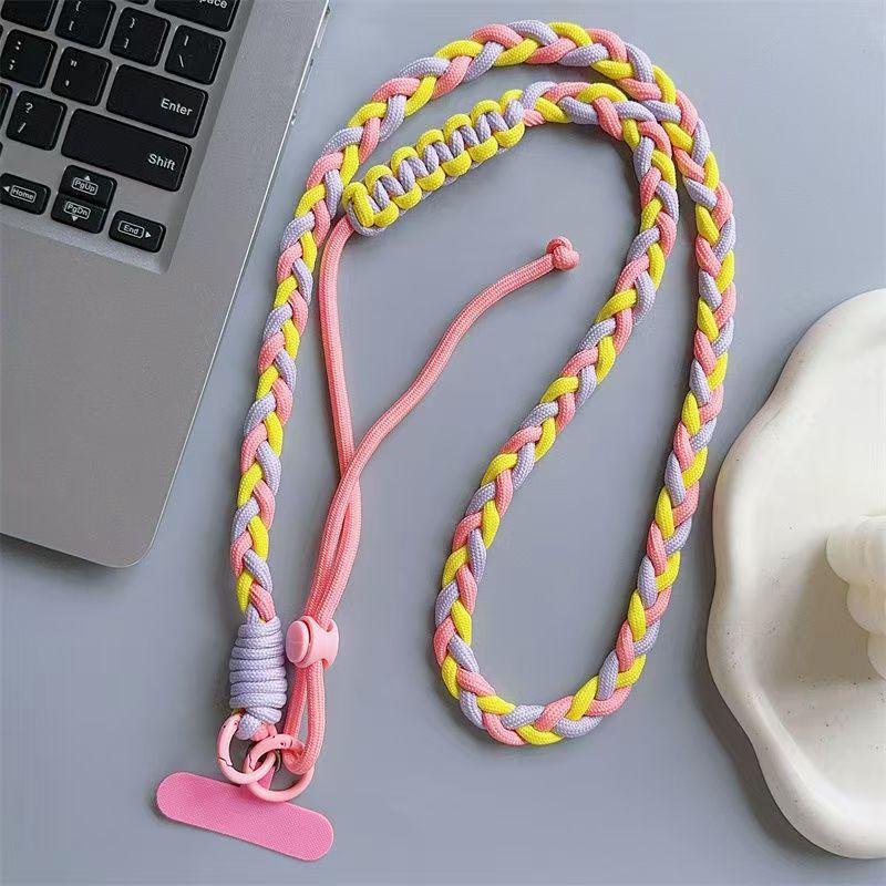 Colorful Braided Crossbody and Anti-Lost Adjustable Strap for Girls - Keychain and Mobile Phone Hanging Rope