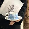 Monet Peintures Célèbres Nénuphars Tasse à Café Soucoupe Ensemble Thé de l'Après-Midi Latte Tasse à Lait Tasse en Céramique Rétro
