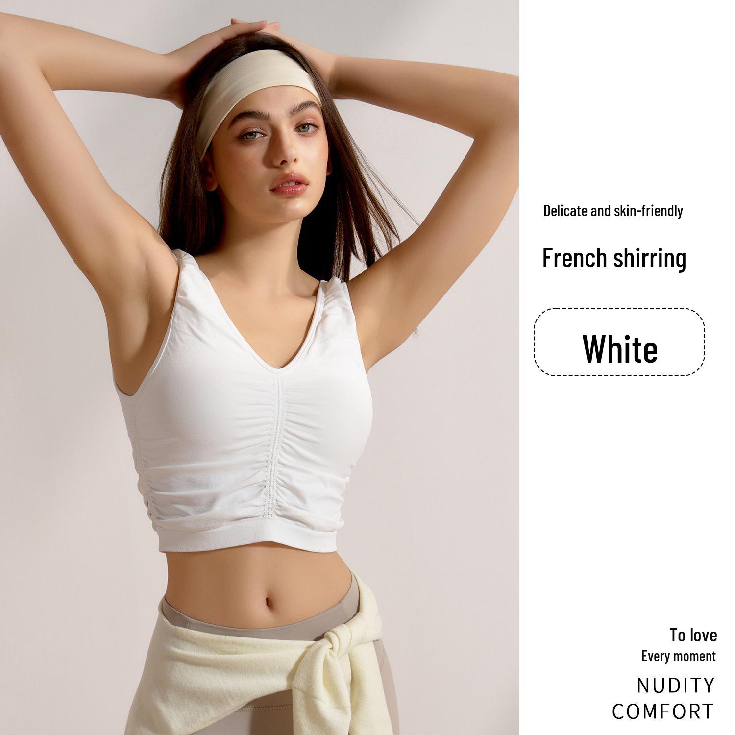 

Женский плиссированный жилет для йоги с гоночной спинкой на весну/лето с нагрудными вкладышами - сексуальный топ без рукавов L