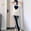Women's Pants Black and White Stitching Casual Pants Sports Hundred Loose Straight Drape Dragging Wide Leg Pants