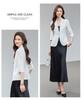 White Women's Casual Slim-Fit Blazer with Mid-Sleeves