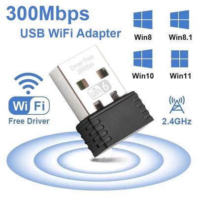 300Mbps USB WiFi Adapter 2.4Ghz Wireless Network Card WiFi 6 Dongle Wi-Fi Receiver for PC Desktop Laptop Drive Free Windows 7 10 11