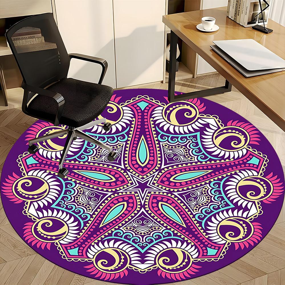 1pc Mandala Artwork Chair Carpet for Office, Soft Flannel Throw Mat, Perfect for Office,Holiday Party Decoration Choice Yy251113215
