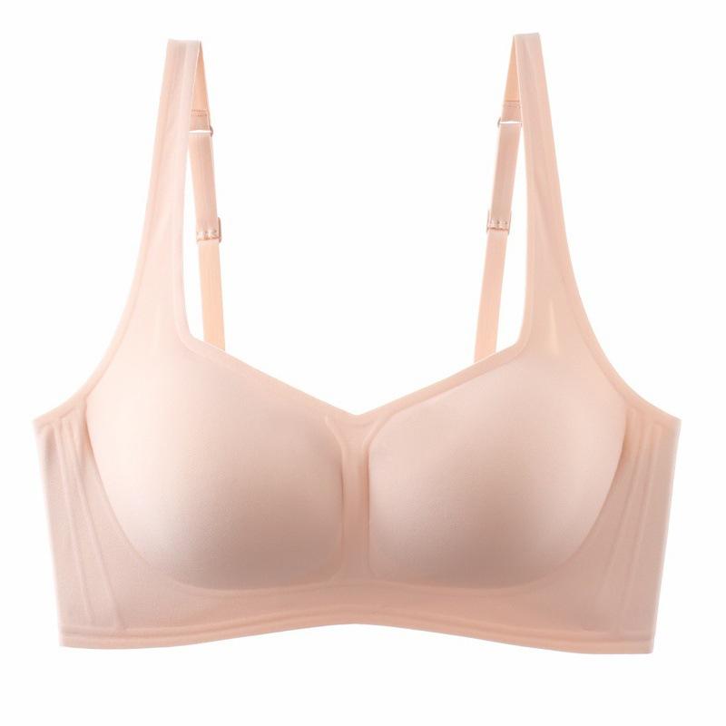 French Square Neck Jelly Strips Bra Soft Support No Steel Ring No Trace Thin Gather Underwear Women'S Comfortable Bra