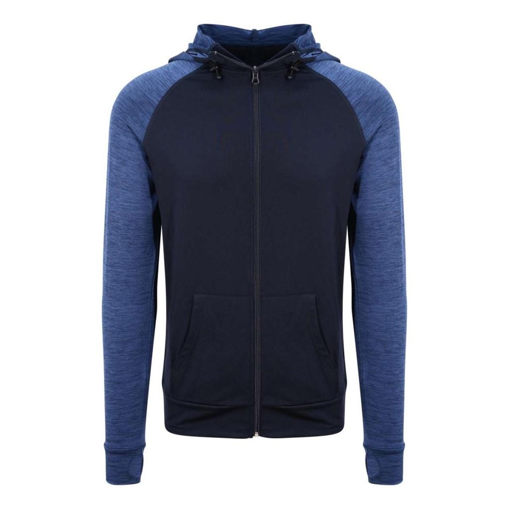 Just Cool Mens Contrast Melange Slim Full Zip Hoodie