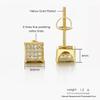 5mm Square Shape Stud Earrings for Women Men Minimalist Micro Inlaid Zircon Shiny Gold Color Hiphop Small Earing Jewelry