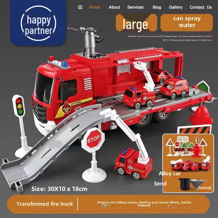 Firefighting Simulation Model: Alloy Fire Truck with Ladder, Water Tanker, Light, Music, and Pull-Back Action.