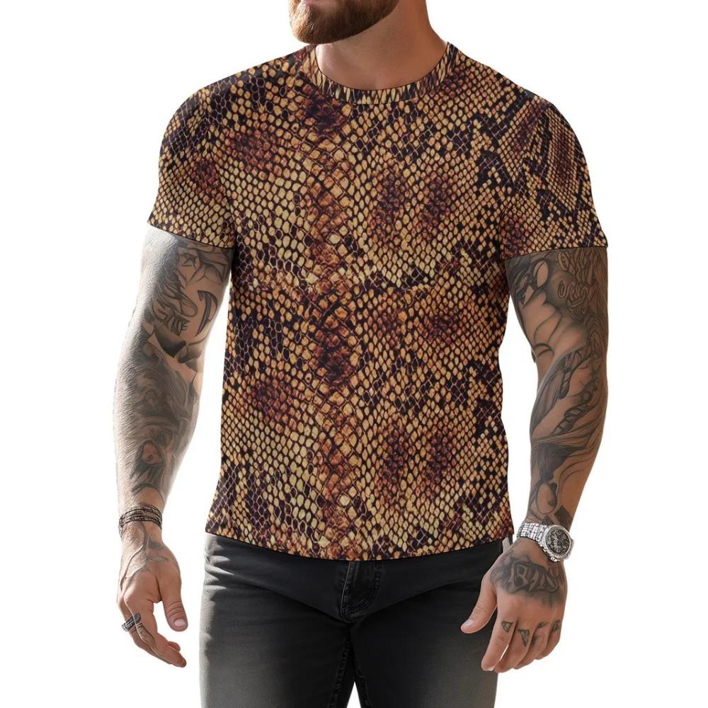 T-shirt da uomo con stampa 3D Grafica Serpente T-shirt da uomo Moda Estiva Casual Quotidiana Streetwear Girocollo Manica Corta T-shirt Scaglie Magliette da uomo