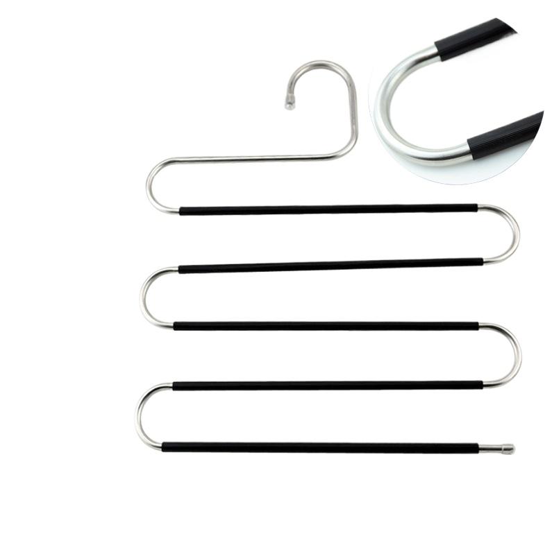 5-Tier Stainless Steel Pants Hanger – S-Shaped, Non-Slip, No-Mark Multi-Layer Organizer for Closet Storage, Ideal for Jeans & Trousers, Space-Saving