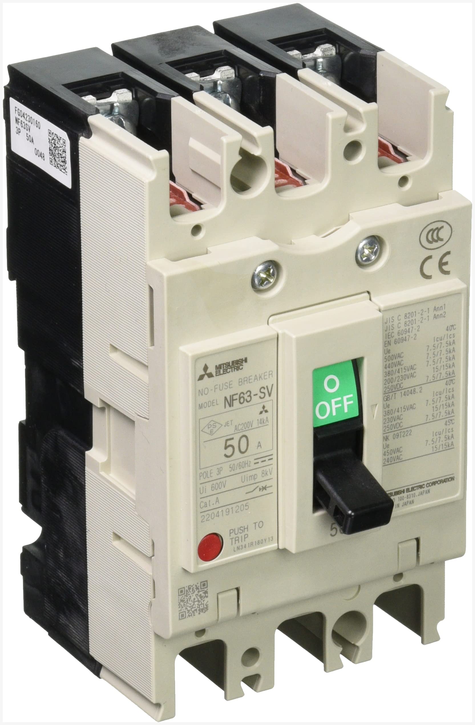 

Mitsubishi Electric Breaker Series Compliant 3P 50A No-Fuse WS-V CE/CCC NF63-SV