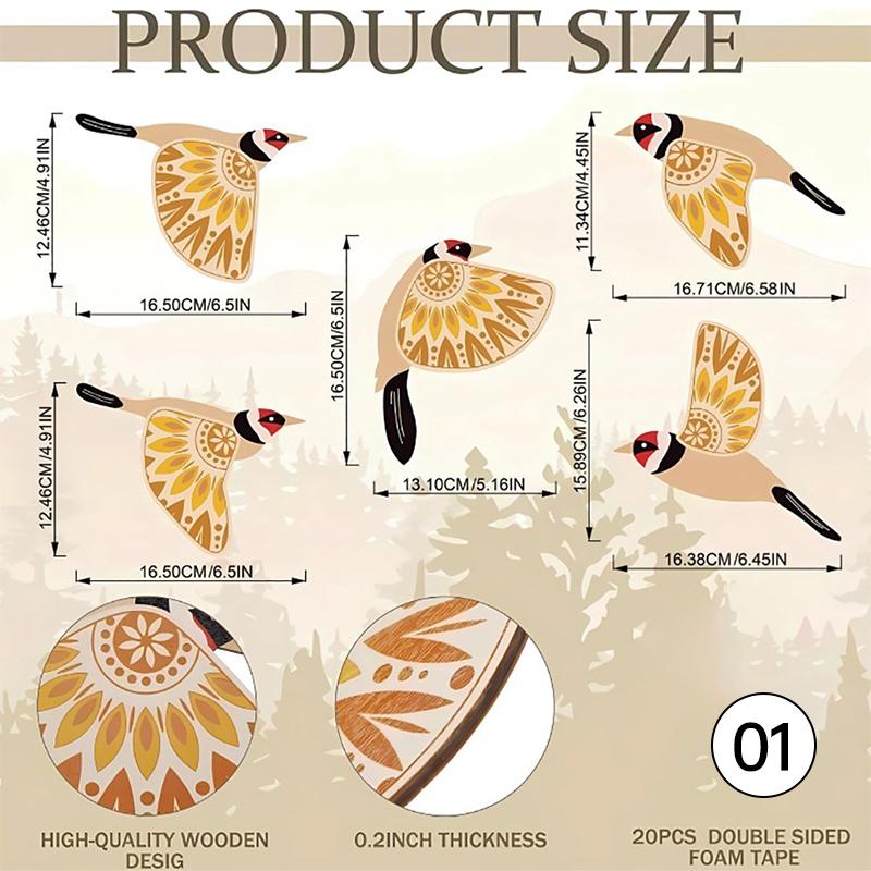 5Pcs Wooden Black Bird Wall Decor Art Vintage Gothic Home Decor for Living Room Bathroom Kitchen Decorations Indoor Outdoor Gift