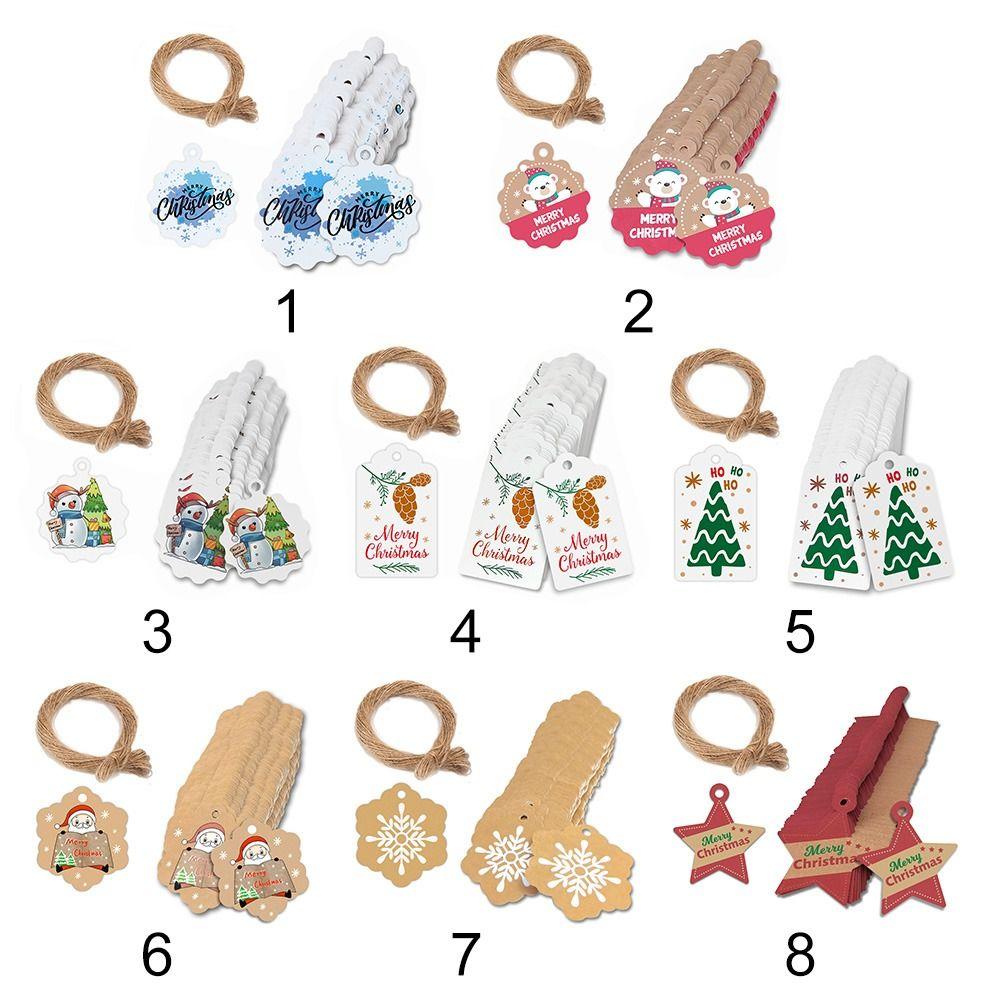 Supplies Merry Christmas Tags Wrapping Hanging Labels Xmas Tree Snowflake Santa Claus Snowman