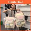 Cute Color Blocked Letter Print Student Lightweight Backpack Shoulder Bag