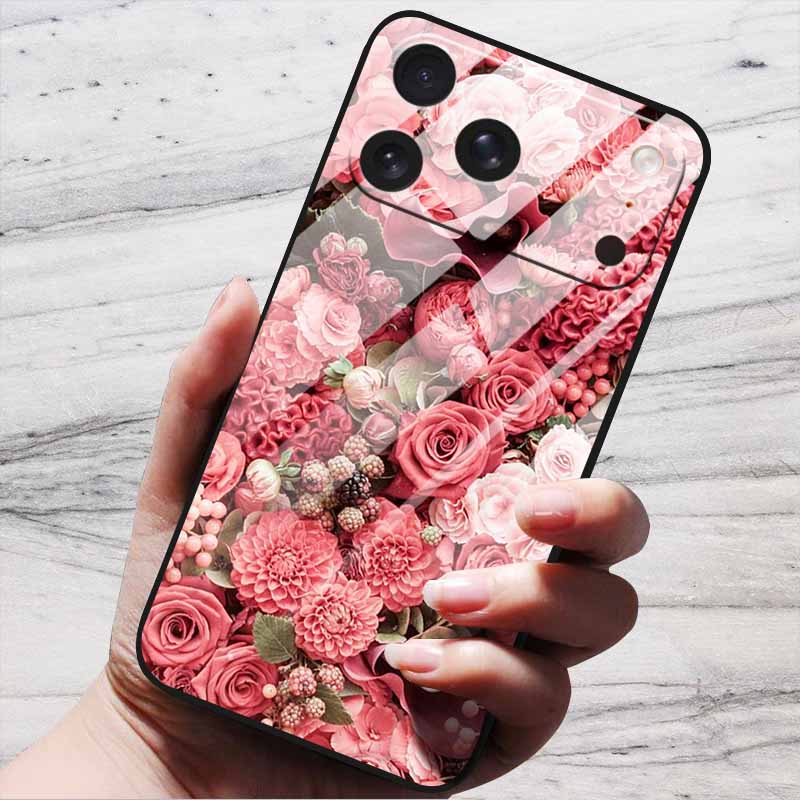 Cartoon Patterns Case For iPhone 17 Pro Plus Capa 17 Pro Max Bumper Luxury Tempered Glass Hard Back Cover iPhone17 Air Funda